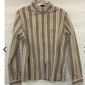 Burberry Beige and Black Striped Men's Shirt